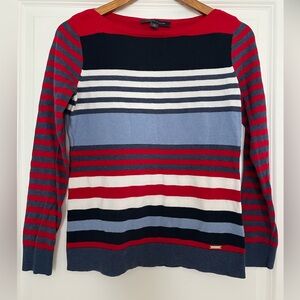 Tommy Hilfiger Boat Neck Striped Red, White and Blue Sweater
